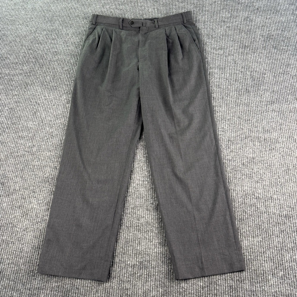 Vintage Ermenegildo Zegna Dress Pants Men 36x30.5 Gray Wool Pleated Italy